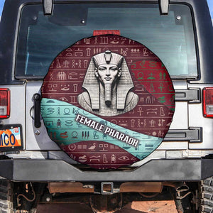 Hatshepsut Spare Tire Cover with Pharaoh Bust Illustration, Female Pharaoh Title and Egyptian Hieroglyph - African Pride