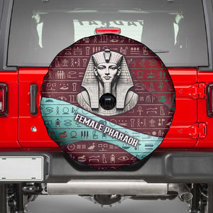 Hatshepsut Spare Tire Cover with Pharaoh Bust Illustration, Female Pharaoh Title and Egyptian Hieroglyph - African Pride