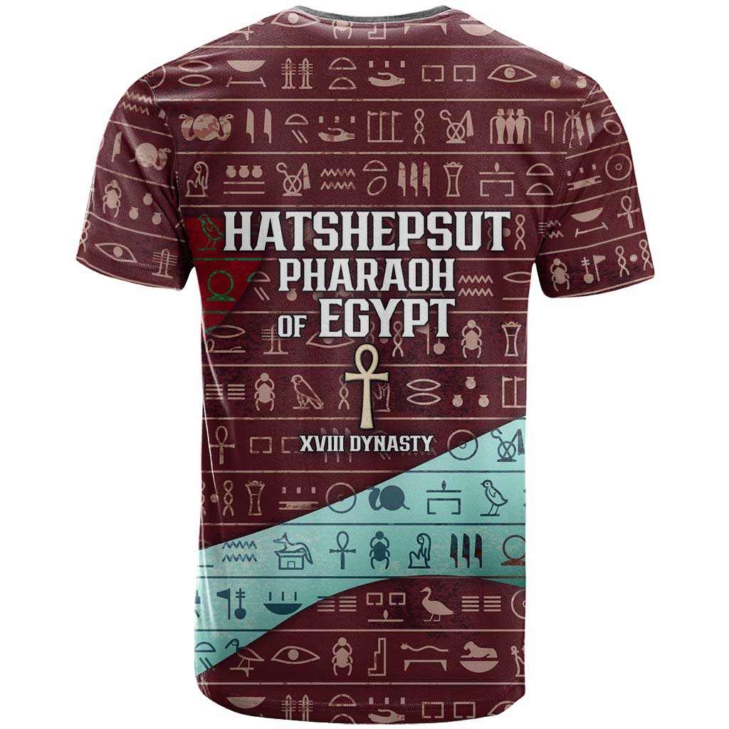 Hatshepsut T shirt with Pharaoh Bust Illustration, Female Pharaoh Title and Egyptian Hieroglyph - African Pride