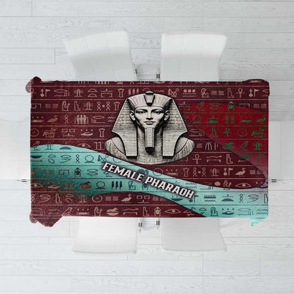 Hatshepsut Tablecloth with Pharaoh Bust Illustration, Female Pharaoh Title and Egyptian Hieroglyph - African Pride