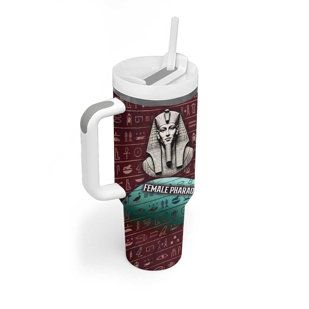 Hatshepsut Tumbler With Handle with Pharaoh Bust Illustration, Female Pharaoh Title and Egyptian Hieroglyph - African Pride