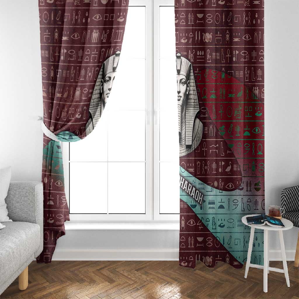 Hatshepsut Window Curtain with Pharaoh Bust Illustration, Female Pharaoh Title and Egyptian Hieroglyph - African Pride