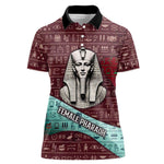 Hatshepsut Women Polo Shirt with Pharaoh Bust Illustration, Female Pharaoh Title and Egyptian Hieroglyph - African Pride