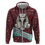 Hatshepsut Zip Hoodie with Pharaoh Bust Illustration, Female Pharaoh Title and Egyptian Hieroglyph - African Pride