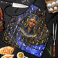 Hatshepsut Apron with Queen King Portrait, Temple Illustration and Blue-Gold Hieroglyphic - African Pride