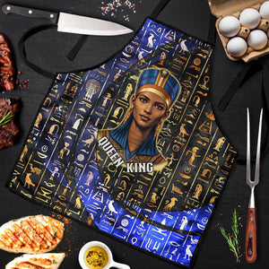 Hatshepsut Apron with Queen King Portrait, Temple Illustration and Blue-Gold Hieroglyphic - African Pride