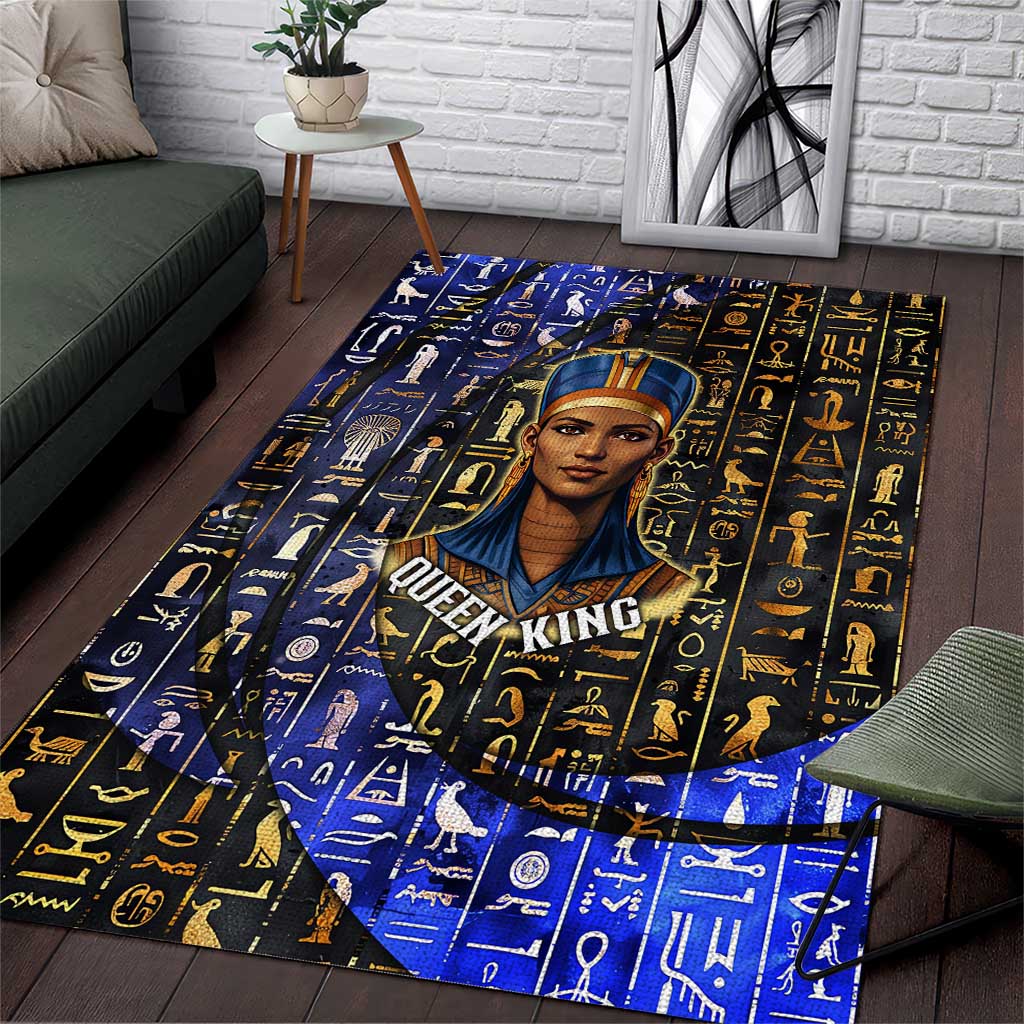 Hatshepsut Area Rug with Queen King Portrait, Temple Illustration and ...