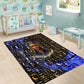 Hatshepsut Area Rug with Queen King Portrait, Temple Illustration and Blue-Gold Hieroglyphic - African Pride