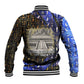 Hatshepsut Baseball Jacket with Queen King Portrait, Temple Illustration and Blue-Gold Hieroglyphic - African Pride