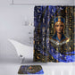 Hatshepsut Bathroom Set with Queen King Portrait, Temple Illustration and Blue-Gold Hieroglyphic - African Pride