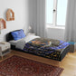 Hatshepsut Bedding Set with Queen King Portrait, Temple Illustration and Blue-Gold Hieroglyphic - African Pride