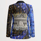 Hatshepsut Blazer with Queen King Portrait, Temple Illustration and Blue-Gold Hieroglyphic - African Pride