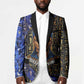 Hatshepsut Blazer with Queen King Portrait, Temple Illustration and Blue-Gold Hieroglyphic - African Pride