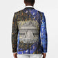 Hatshepsut Blazer with Queen King Portrait, Temple Illustration and Blue-Gold Hieroglyphic - African Pride