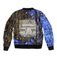 Hatshepsut Bomber Jacket with Queen King Portrait, Temple Illustration and Blue-Gold Hieroglyphic - African Pride