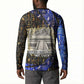 Hatshepsut Button Sweatshirt with Queen King Portrait, Temple Illustration and Blue-Gold Hieroglyphic