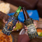 Hatshepsut 4 in 1 Can Cooler Tumbler with Queen King Portrait, Temple Illustration and Blue-Gold Hieroglyphic - African Pride