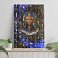 Hatshepsut Canvas Wall Art with Queen King Portrait, Temple Illustration and Blue-Gold Hieroglyphic - African Pride