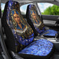 Hatshepsut Car Seat Cover with Queen King Portrait, Temple Illustration and Blue-Gold Hieroglyphic - African Pride