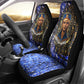 Hatshepsut Car Seat Cover with Queen King Portrait, Temple Illustration and Blue-Gold Hieroglyphic - African Pride