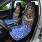 Hatshepsut Car Seat Cover with Queen King Portrait, Temple Illustration and Blue-Gold Hieroglyphic - African Pride