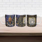 Hatshepsut Ceramic Mug with Queen King Portrait, Temple Illustration and Blue-Gold Hieroglyphic - African Pride