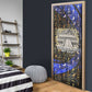Hatshepsut Door Cover with Queen King Portrait, Temple Illustration and Blue-Gold Hieroglyphic - African Pride