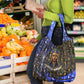 Hatshepsut Grocery Bag with Queen King Portrait, Temple Illustration and Blue-Gold Hieroglyphic - African Pride