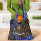 Hatshepsut Grocery Bag with Queen King Portrait, Temple Illustration and Blue-Gold Hieroglyphic - African Pride