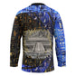 Hatshepsut Hockey Jersey with Queen King Portrait, Temple Illustration and Blue-Gold Hieroglyphic - African Pride