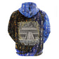 Hatshepsut Hoodie with Queen King Portrait, Temple Illustration and Blue-Gold Hieroglyphic - African Pride