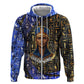 Hatshepsut Hoodie with Queen King Portrait, Temple Illustration and Blue-Gold Hieroglyphic - African Pride