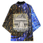 Hatshepsut Kimono with Queen King Portrait, Temple Illustration and Blue-Gold Hieroglyphic - African Pride