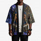 Hatshepsut Kimono with Queen King Portrait, Temple Illustration and Blue-Gold Hieroglyphic - African Pride