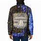 Hatshepsut Padded Jacket with Queen King Portrait, Temple Illustration and Blue-Gold Hieroglyphic - African Pride