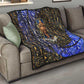 Hatshepsut Quilt with Queen King Portrait, Temple Illustration and Blue-Gold Hieroglyphic - African Pride
