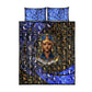 Hatshepsut Quilt Bed Set with Queen King Portrait, Temple Illustration and Blue-Gold Hieroglyphic - African Pride