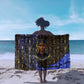 Hatshepsut Sarong with Queen King Portrait, Temple Illustration and Blue-Gold Hieroglyphic - African Pride