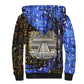 Hatshepsut Sherpa Hoodie with Queen King Portrait, Temple Illustration and Blue-Gold Hieroglyphic - African Pride