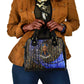 Hatshepsut Shoulder Handbag with Queen King Portrait, Temple Illustration and Blue-Gold Hieroglyphic - African Pride