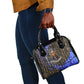 Hatshepsut Shoulder Handbag with Queen King Portrait, Temple Illustration and Blue-Gold Hieroglyphic - African Pride