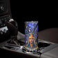 Hatshepsut Skinny Tumbler with Queen King Portrait, Temple Illustration and Blue-Gold Hieroglyphic - African Pride