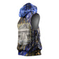 Hatshepsut Sleeveless Hoodie with Queen King Portrait, Temple Illustration and Blue-Gold Hieroglyphic - African Pride