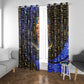 Hatshepsut Window Curtain with Queen King Portrait, Temple Illustration and Blue-Gold Hieroglyphic - African Pride