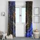 Hatshepsut Window Curtain with Queen King Portrait, Temple Illustration and Blue-Gold Hieroglyphic - African Pride