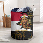 Hatshepsut Laundry Basket with Royal Portrait, Pre-Colonial Empires Text and Red-Black Honeycomb - African Pride