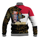 Hatshepsut Baseball Jacket with Royal Portrait, Pre-Colonial Empires Text and Red-Black Honeycomb - African Pride