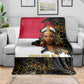 Hatshepsut Blanket with Royal Portrait, Pre-Colonial Empires Text and Red-Black Honeycomb - African Pride