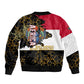 Hatshepsut Bomber Jacket with Royal Portrait, Pre-Colonial Empires Text and Red-Black Honeycomb - African Pride
