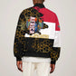 Hatshepsut Bomber Jacket with Royal Portrait, Pre-Colonial Empires Text and Red-Black Honeycomb - African Pride